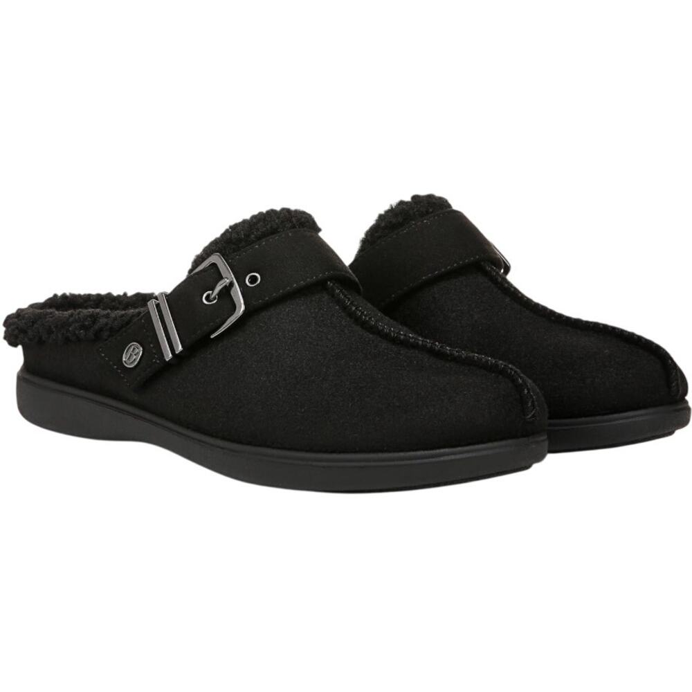 Bzees Womens Eternity Mules Size 10 M EU 41 Black Slip On Fleece Faux Fur NIB